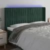 Image de vidaXL Tête de lit à LED Vert foncé 163x16x118/128 cm Velours