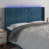 Image de vidaXL Tête de lit à LED Bleu foncé 163x16x118/128 cm Velours