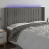 Image de vidaXL Tête de lit à LED Gris clair 183x16x118/128 cm Velours