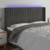 Image de vidaXL Tête de lit à LED Gris foncé 203x16x118/128 cm Velours