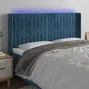 Image de vidaXL Tête de lit à LED Bleu foncé 203x16x118/128 cm Velours
