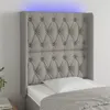Image de vidaXL Tête de lit à LED Gris clair 83x16x118/128 cm Tissu