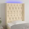 Image de vidaXL Tête de lit à LED Crème 83x16x118/128 cm Tissu