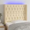 Image de vidaXL Tête de lit à LED Crème 93x16x118/128 cm Tissu