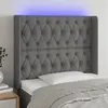 Image de vidaXL Tête de lit à LED Gris foncé 103x16x118/128 cm Tissu