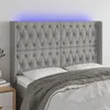 Image de vidaXL Tête de lit à LED Gris clair 147x16x118/128 cm Tissu
