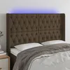 Image de vidaXL Tête de lit à LED Marron foncé 147x16x118/128 cm Tissu
