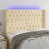 Image de vidaXL Tête de lit à LED Crème 163x16x118/128 cm Tissu3124395