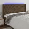 Image de vidaXL Tête de lit à LED Marron foncé 183x16x118/128 cm Tissu