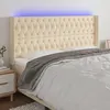 Image de vidaXL Tête de lit à LED Crème 183x16x118/128 cm Tissu