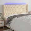 Image de vidaXL TÃªte de lit Ã  LED CrÃ¨me 183x16x118/128 cm Tissu