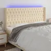 Image de vidaXL Tête de lit à LED Crème 203x16x118/128 cm Tissu3124411