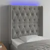 Image de vidaXL Tête de lit à LED Gris clair 83x16x118/128 cm Velours