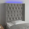 Image de vidaXL TÃªte de lit Ã  LED Gris clair 83x16x118/128 cm Velours