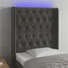 Image de vidaXL Tête de lit à LED Gris foncé 83x16x118/128 cm Velours
