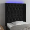 Image de vidaXL Tête de lit à LED Noir 83x16x118/128 cm Velours