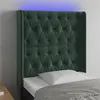 Image de vidaXL Tête de lit à LED Vert foncé 83x16x118/128 cm Velours