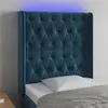 Image de vidaXL Tête de lit à LED Bleu foncé 83x16x118/128 cm Velours