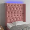 Image de vidaXL Tête de lit à LED Rose 83x16x118/128 cm Velours
