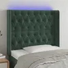 Image de vidaXL Tête de lit à LED Vert foncé 93x16x118/128 cm Velours