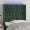 Image de Vidaxl TÃªte De Lit Ã Led Vert FoncÃ© 93x16x118/128 Cm Velours