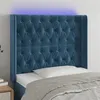 Image de vidaXL Tête de lit à LED Bleu foncé 93x16x118/128 cm Velours