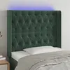 Image de vidaXL Tête de lit à LED Vert foncé 103x16x118/128 cm Velours