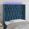 Image de vidaXL Tête de lit à LED Bleu foncé 103x16x118/128 cm Velours3124430