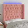 Image de vidaXL Tête de lit à LED Rose 103x16x118/128 cm Velours