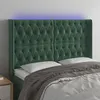 Image de vidaXL Tête de lit à LED Vert foncé 163x16x118/128 cm Velours