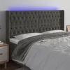 Image de vidaXL Tête de lit à LED Gris foncé 183x16x118/128 cm Velours