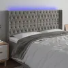 Image de vidaXL Tête de lit à LED Gris clair 203x16x118/128 cm Velours