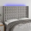 Image de vidaXL Tête de lit à LED Gris clair 147x16x118/128 cm Tissu