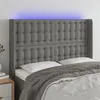 Image de vidaXL Tête de lit à LED Gris foncé 147x16x118/128 cm Tissu