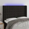 Image de vidaXL Tête de lit à LED Noir 147x16x118/128 cm Tissu