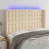 Image de vidaXL Tête de lit à LED Crème 147x16x118/128 cm Tissu3124485