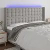 Image de vidaXL Tête de lit à LED Gris clair 183x16x118/128 cm Tissu