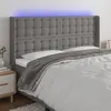 Image de vidaXL Tête de lit à LED Gris foncé 183x16x118/128 cm Tissu
