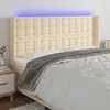 Image de vidaXL Tête de lit à LED Crème 183x16x118/128 cm Tissu