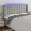Image de vidaXL Tête de lit à LED Gris clair 203x16x118/128 cm Tissu