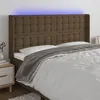 Image de vidaXL Tête de lit à LED Marron foncé 203x16x118/128 cm Tissu