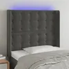 Image de vidaXL Tête de lit à LED Gris foncé 83x16x118/128 cm Velours