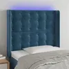Image de vidaXL Tête de lit à LED Bleu foncé 83x16x118/128 cm Velours