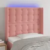 Image de vidaXL Tête de lit à LED Rose 83x16x118/128 cm Velours