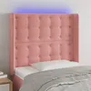 Image de vidaXL Tête de lit à LED Rose 93x16x118/128 cm Velours