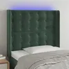 Image de vidaXL Tête de lit à LED Vert foncé 103x16x118/128 cm Velours