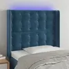 Image de vidaXL Tête de lit à LED Bleu foncé 103x16x118/128 cm Velours3124528