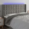 Image de vidaXL Tête de lit à LED Gris clair 163x16x118/128 cm Velours