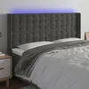 Image de vidaXL Tête de lit à LED Gris foncé 163x16x118/128 cm Velours