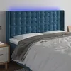 Image de vidaXL Tête de lit à LED Bleu foncé 163x16x118/128 cm Velours